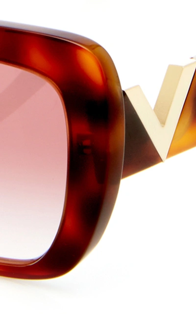 Shop Valentino Square-frame Tortoiseshell Acetate Sunglasses In Neutral