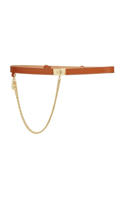 Shop Givenchy Chain-embellished Leather Belt In Brown