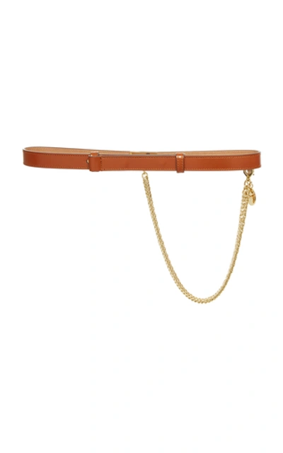 Shop Givenchy Chain-embellished Leather Belt In Brown