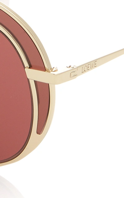 Shop Loewe Aviator-style Gold-tone Sunglasses In Brown