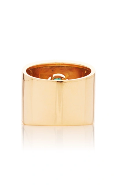 Shop Gilan Hafsa 18k Rose Gold And Emerald Ring In Black