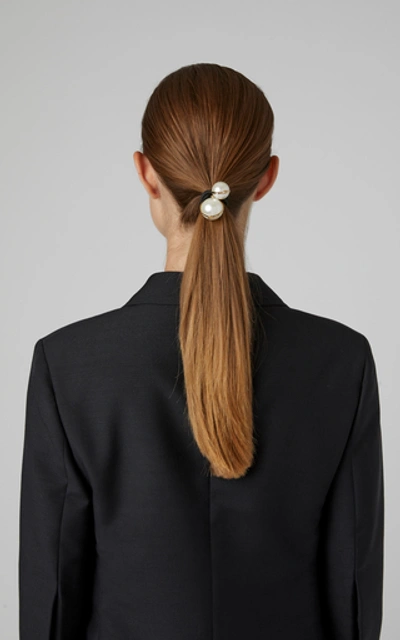 Shop Rosantica Epica Pearl Embellished Hair Ties In Gold