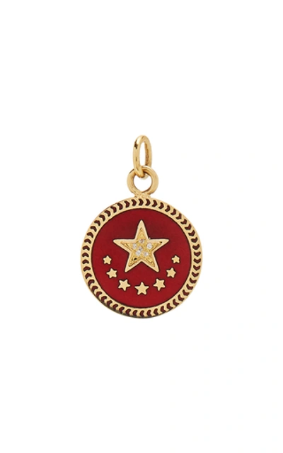 Shop Foundrae Strength 18k Gold And Diamond Charm In Red