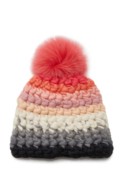 Shop Mischa Lampert Striped Multi-color Wool Beanie In Pink
