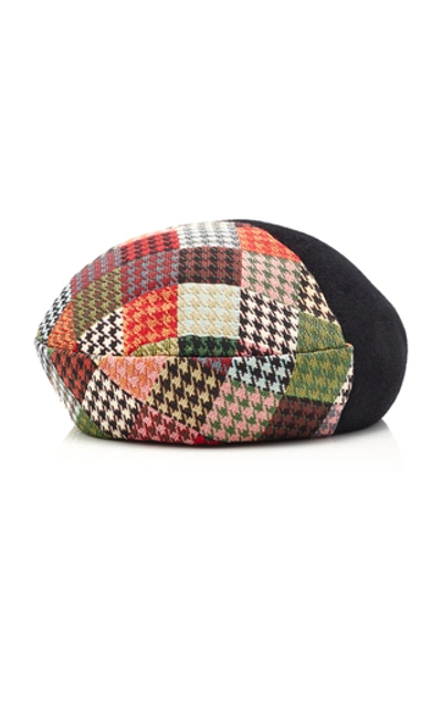 Shop D'estree Patchwork Rabbit-felt Beret In Multi