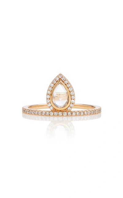 Shop Eva Fehren Mini Gatsby 18k Gold And Diamond Ring In Pink