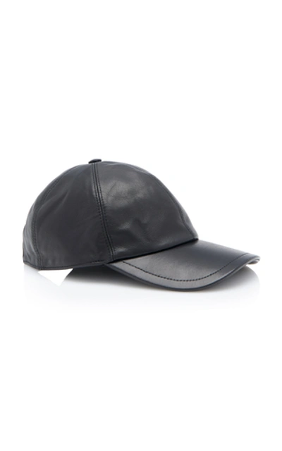 Shop Versace Leather Cap In Black