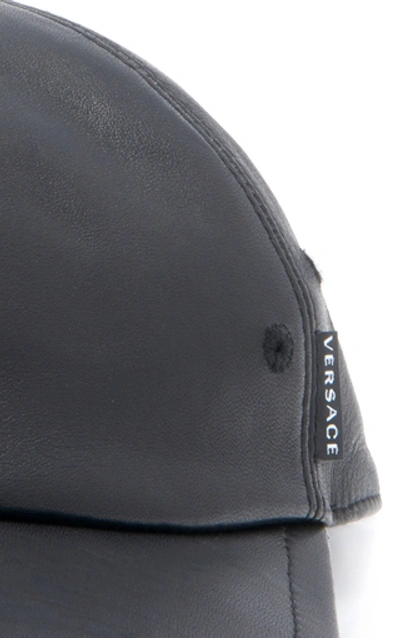 Shop Versace Leather Cap In Black