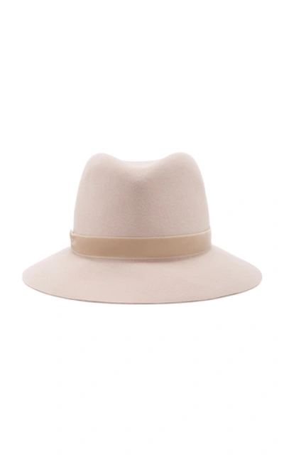 Shop Albertus Swanepoel Jordyn Velvet-trimmed Felt Fedora In Neutral