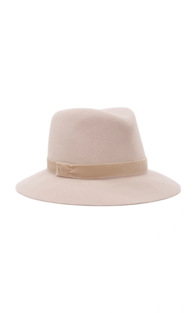 Shop Albertus Swanepoel Jordyn Velvet-trimmed Felt Fedora In Neutral