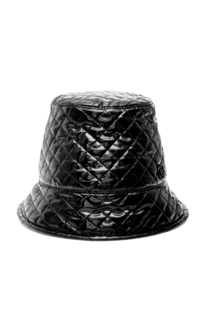 Shop Maison Michel Souna Quilted Vinyl Bucket Hat In Black