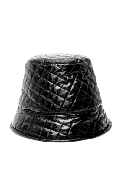 Shop Maison Michel Souna Quilted Vinyl Bucket Hat In Black