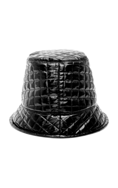 Shop Maison Michel Souna Quilted Vinyl Bucket Hat In Black