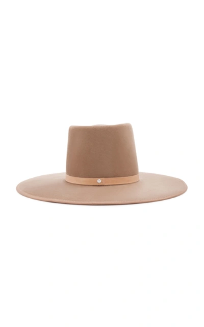 Shop Janessa Leone Edie Suede-trimmed Wool-felt Fedora In Neutral