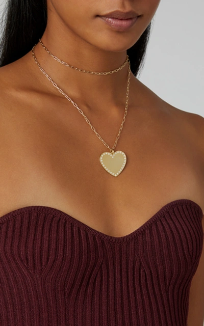 Shop Ashley Mccormick Heart 18k Gold And Diamond Necklace