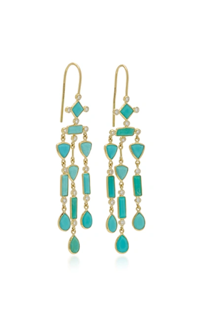 Shop Amrapali Rashmika 18k Gold, Turquoise And Diamond Earrings In Multi