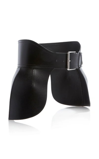 Shop Alexander Mcqueen Leather Waist Belt In Black