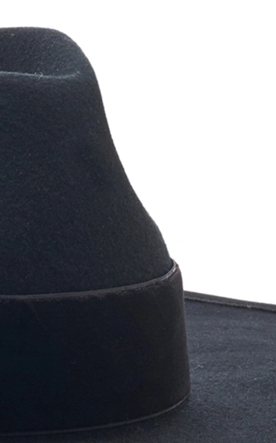 Shop Avenue Rawson Wide Wool Fedora In Black