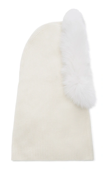 Shop Eugenia Kim Paulina Fur-trimmed Cashmere Hood In White