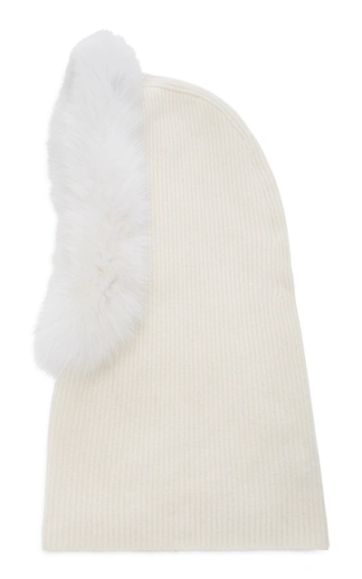 Shop Eugenia Kim Paulina Fur-trimmed Cashmere Hood In White