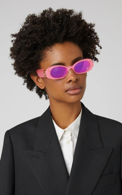 Shop Gucci Oval-frame Acetate Sunglasses In Pink