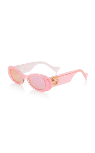 Shop Gucci Oval-frame Acetate Sunglasses In Pink