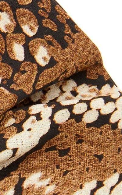 Shop Ganni Printed Cotton-poplin Hair Tie In Brown