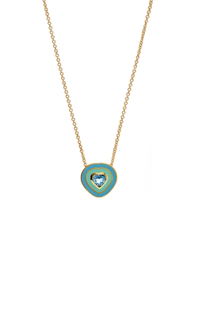 Shop Sig Ward 18k Gold, Enamel And Aquamarine Necklace In Multi