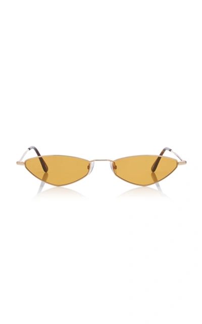 Shop Andy Wolf Eliza Sun Oval-frame Metal Sunglasses In Brown