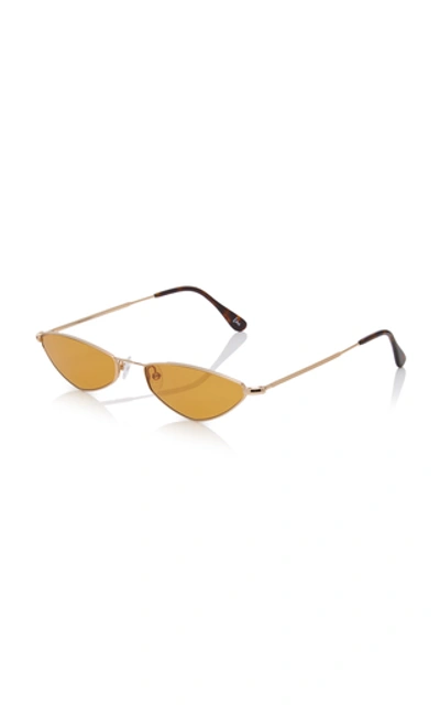 Shop Andy Wolf Eliza Sun Oval-frame Metal Sunglasses In Brown