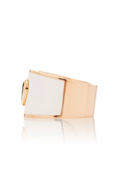 Shop Gilan Hafsa 18k Rose Gold And Emerald Ring In White