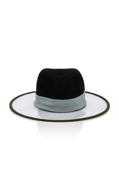 Shop D'estree Wide Brim Vinyl And Rabbit-felt Hat In Black