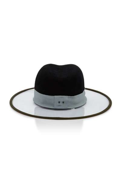 Shop D'estree Wide Brim Vinyl And Rabbit-felt Hat In Black