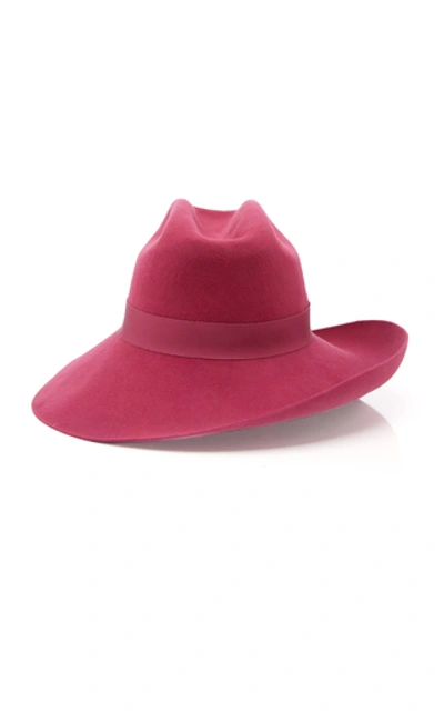 Shop Brandon Maxwell X Gigi Burris Felt Cowboy Hat In Pink