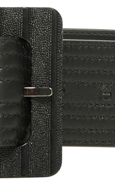 Shop Givenchy Stitched Leather Waist Belt In Black