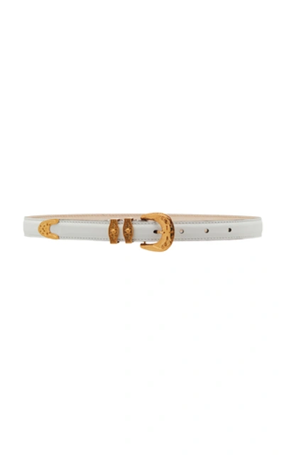 Shop Versace Leather Belt In White