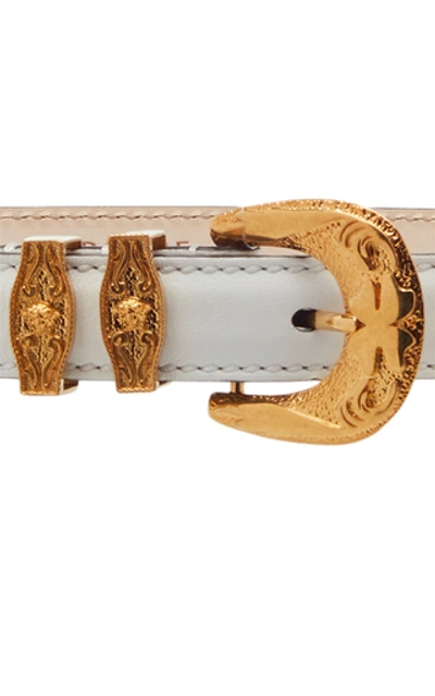 Shop Versace Leather Belt In White