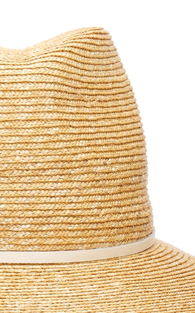 Shop Lola Hats Marseille Leather-trimmed Straw Hat In Neutral