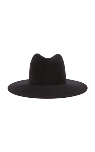 Shop Janessa Leone Micah Wool-felt Fedora In Black