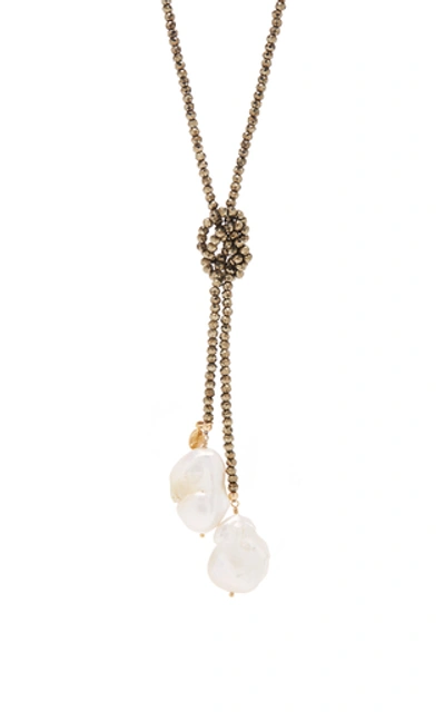 Shop Joie Digiovanni Gold-filled; Pyrite And Pearl Necklace In Multi