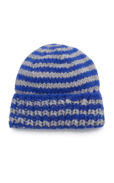 Shop Lola Hats Striped Blue Wool-blend Beanie