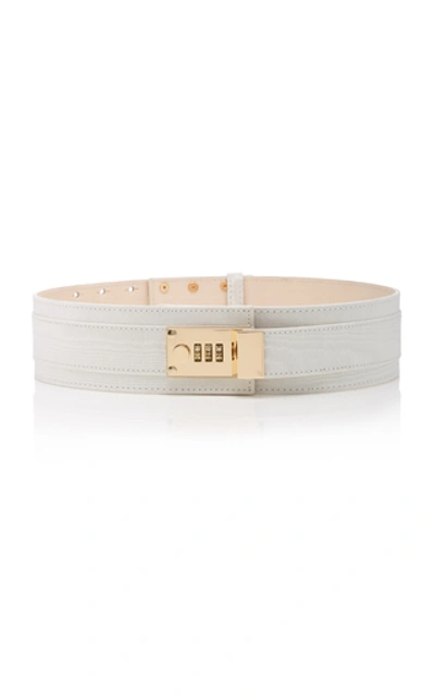 Shop Brandon Maxwell Satin Waist Belt In Ivory