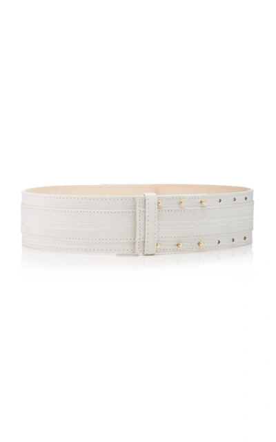 Shop Brandon Maxwell Satin Waist Belt In Ivory