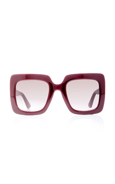 Shop Gucci Oversized Square-frame Acetate Sunglasses In Burgundy