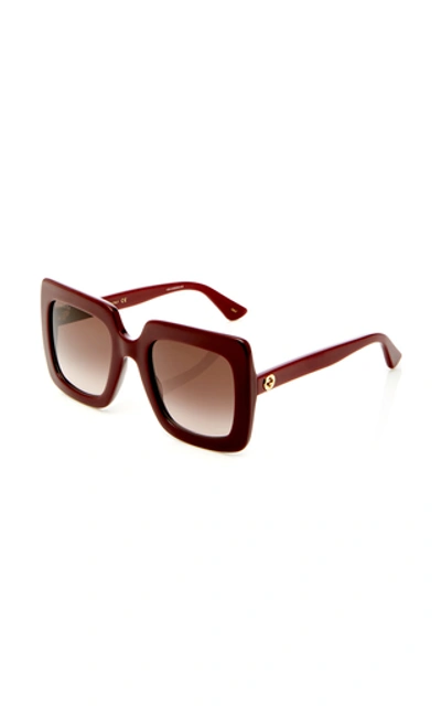 Shop Gucci Oversized Square-frame Acetate Sunglasses In Burgundy
