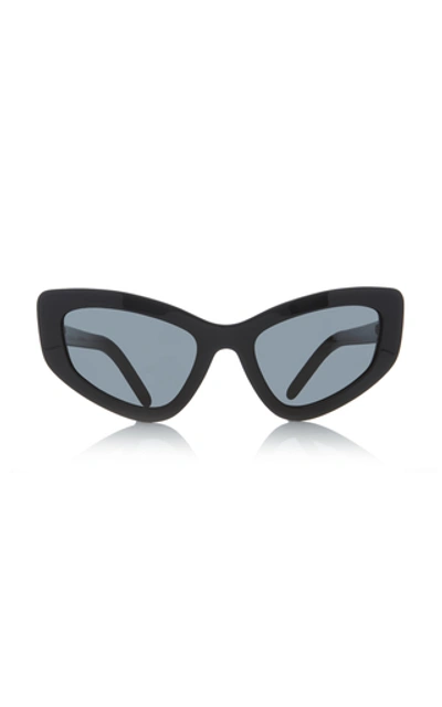 Shop Prada Cat-eye Acetate Sunglasses In Black