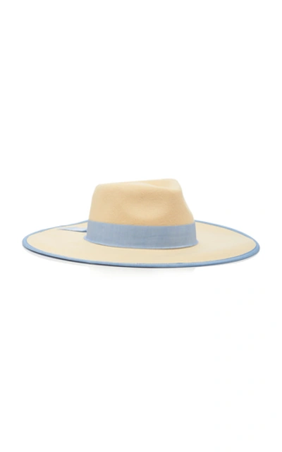 Shop Avenue Lee Wide Wool Fedora In Ivory