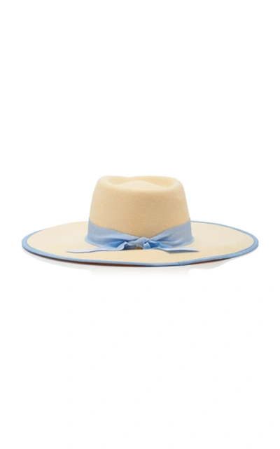 Shop Avenue Lee Wide Wool Fedora In Ivory