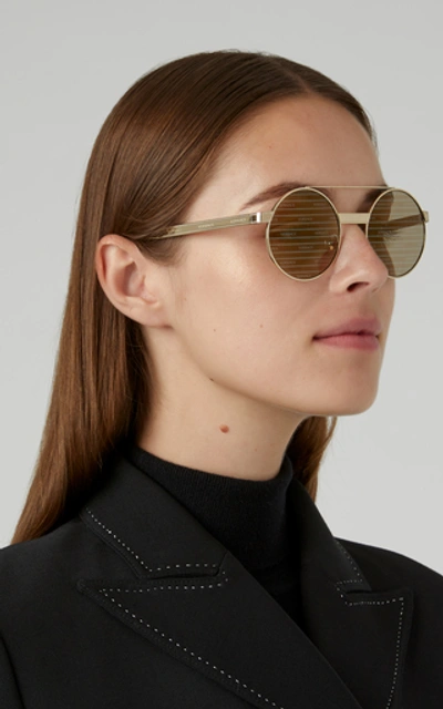 Shop Versace Round Aviator-style Sunglasses In Gold