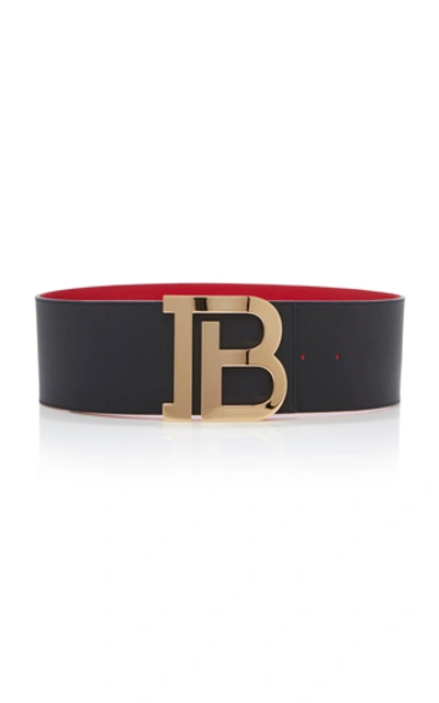 Shop Balmain B-belt Reversible Leather Belt In Black